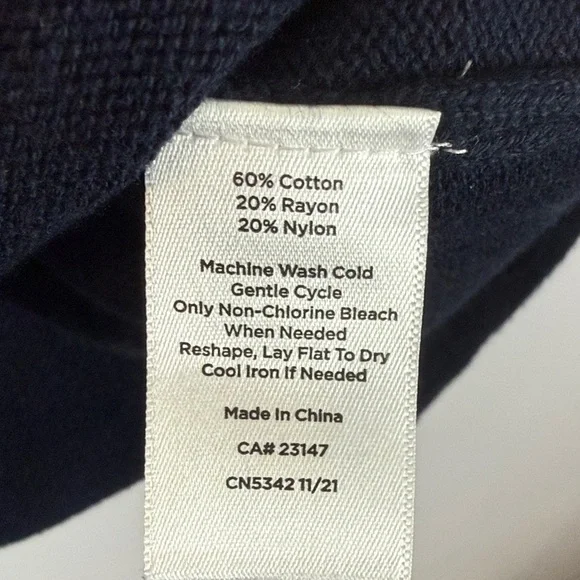 Talbots Navy Fresh Lemons Intarsia Crew Neck Long Sleeve XLP Sweater Knit - Picture 9 of 10